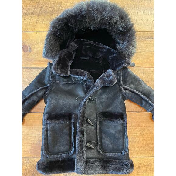 NWOT Girls Jordan Craig Black‎ Faux Shearling Suede Jacket Detachable Fur Hood 4 - Picture 1 of 12
